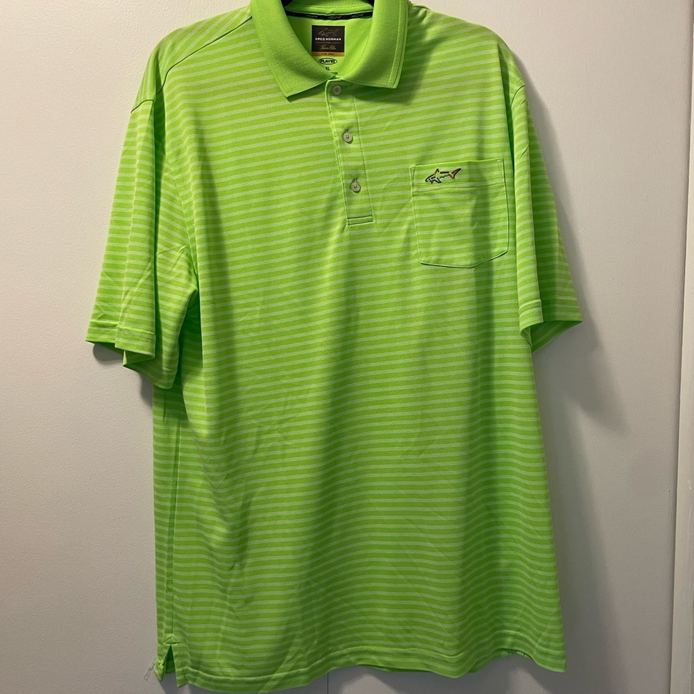 Men’s Lime Green Striped Polo